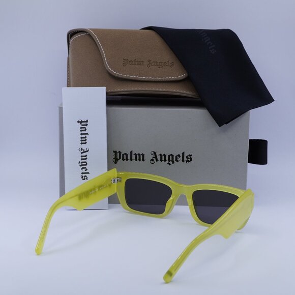 Palm Angels PERI002 PALM 1807 Sunglasses Yellow Rectangle Frame, Grey Lenses - Picture 10 of 10